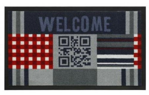 Deurmat Welcome QR code 45x75 cm.
