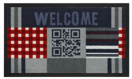 Deurmat Welcome QR code 45x75 cm.