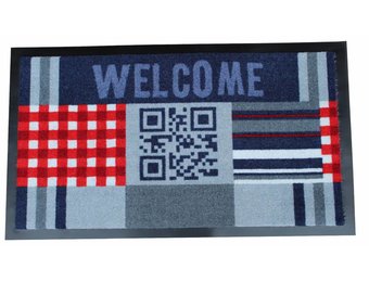 Deurmat Welcome QR code 45x75 cm.