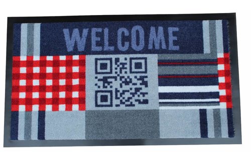 Deurmat Welcome QR code 45x75 cm.