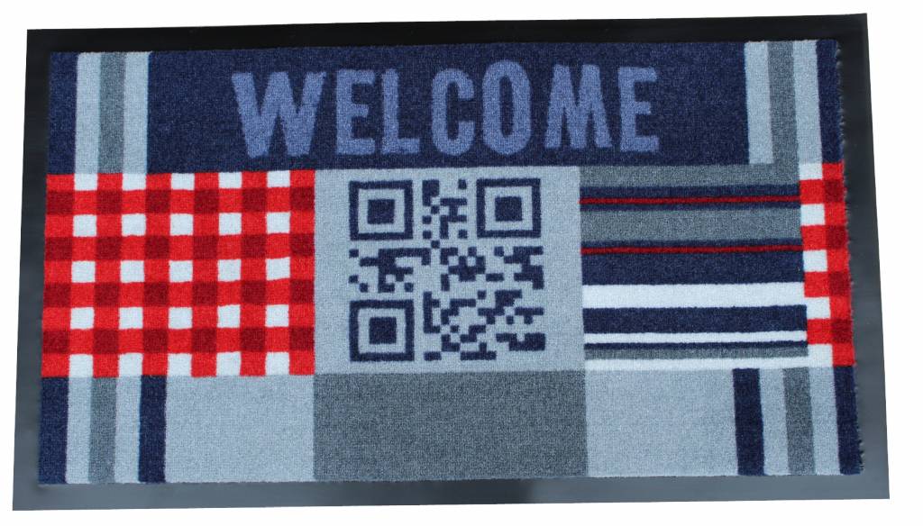 Deurmat Welcome QR code 45x75 cm.