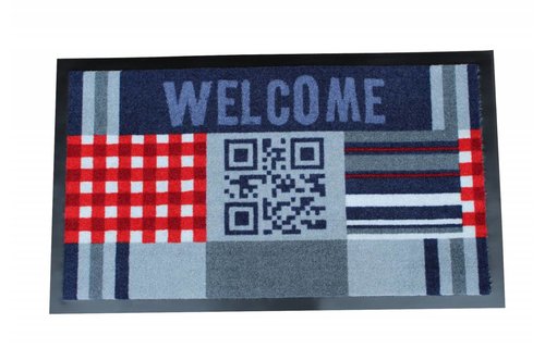 Deurmat Welcome QR code 45x75 cm.