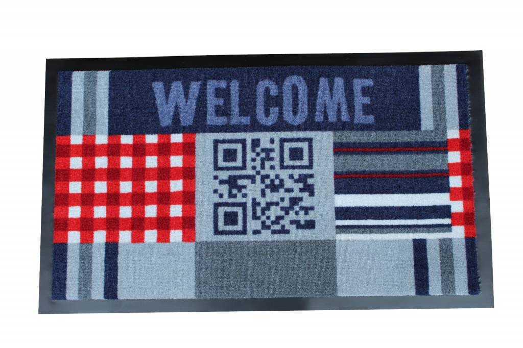 Deurmat Welcome QR code 45x75 cm.