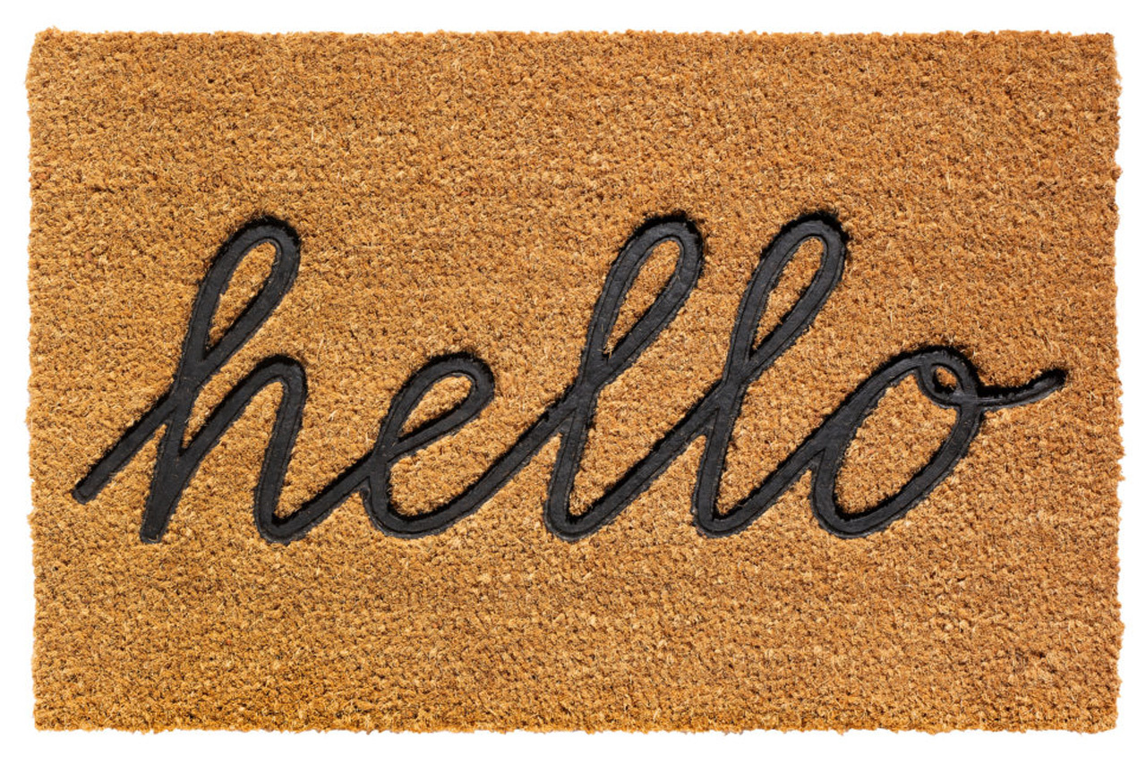 Kokosmat  Ruco Embossed Rubber  Hello  40 x 60 cm