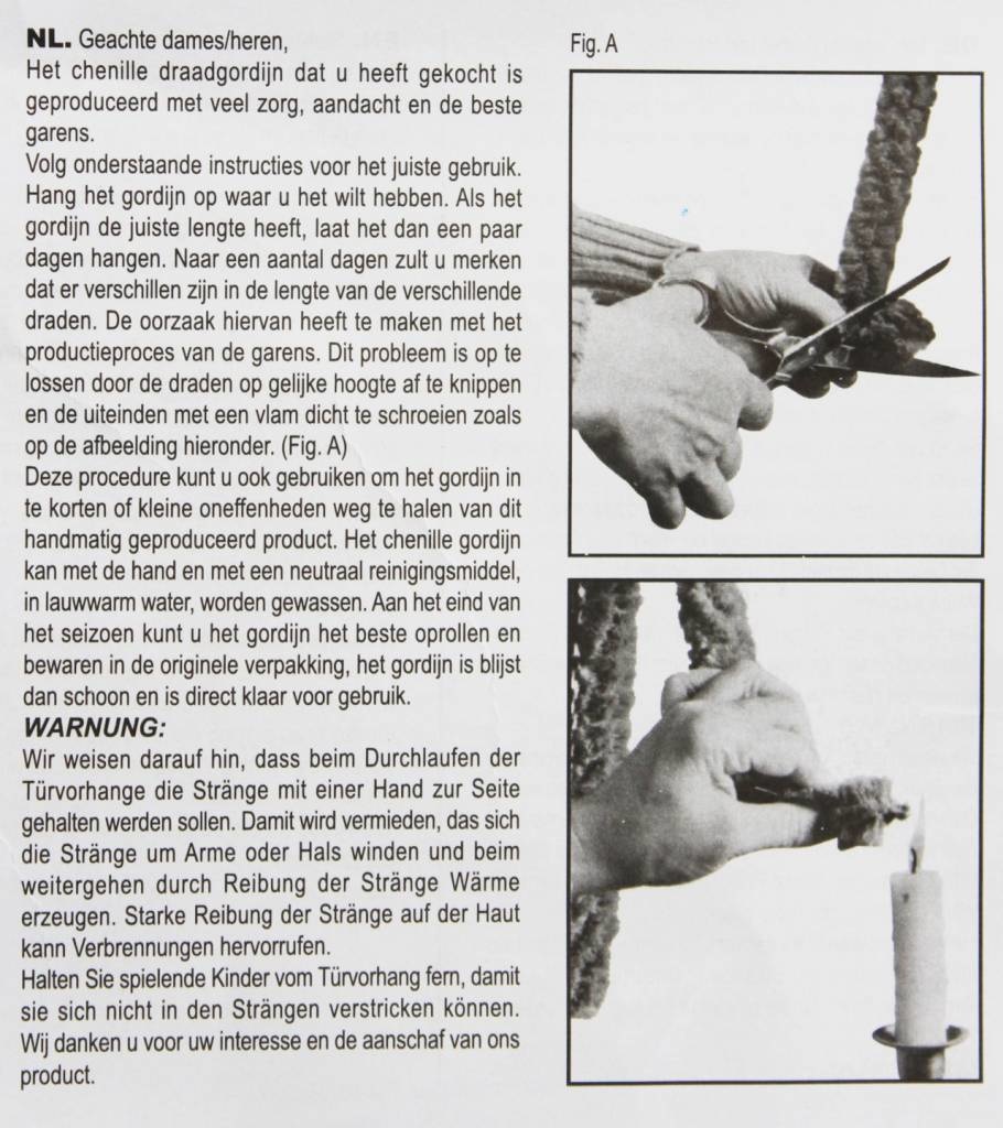 Vliegengordijn kattenstaart 90x220 cm.  Zwart