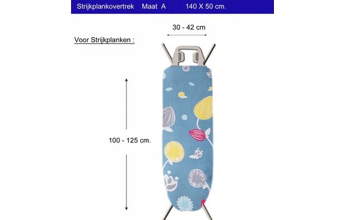 Strijkplankhoes 2 laags met elastiek  A  - Blauw  Close flower