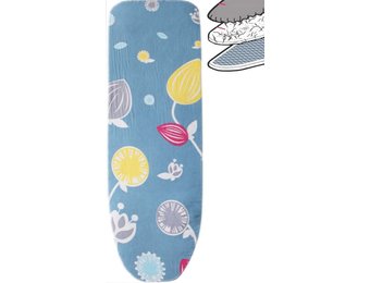 Strijkplankhoes 2 laags met elastiek C - Blauw Close flower