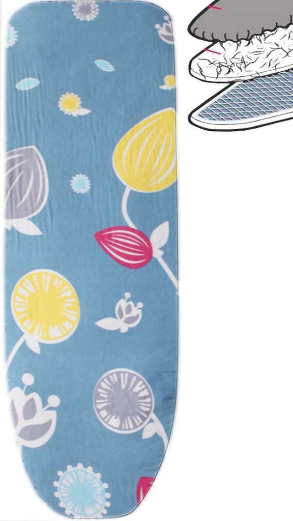 Strijkplankhoes 2 laags met elastiek C - Blauw Close flower