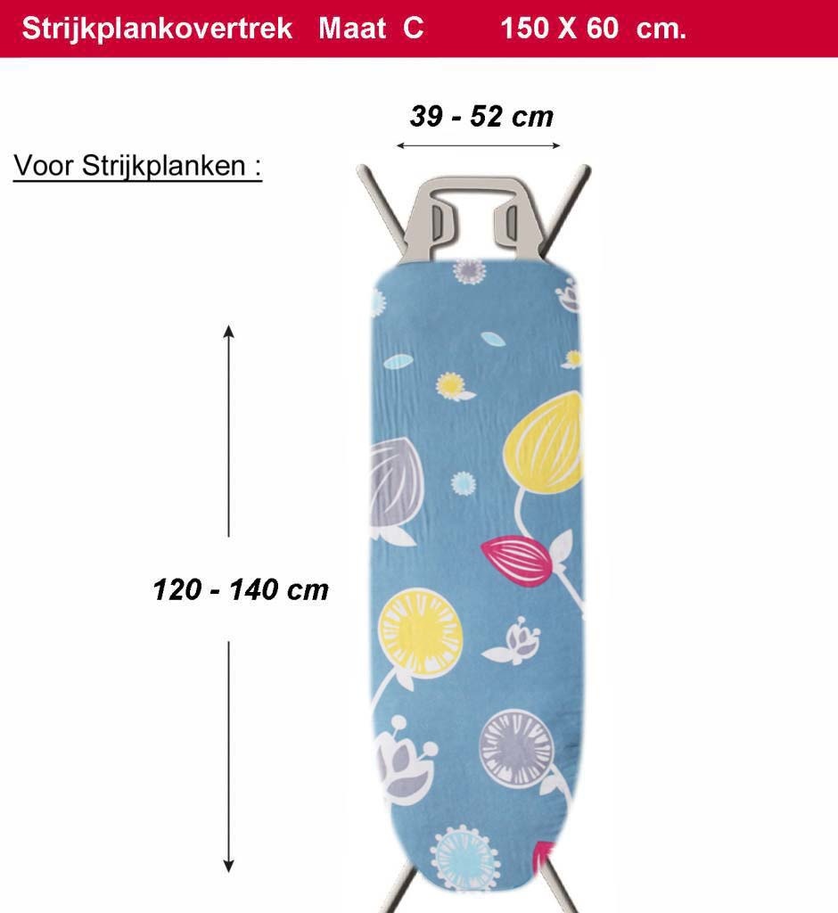 Strijkplankhoes 2 laags met elastiek C - Blauw Close flower