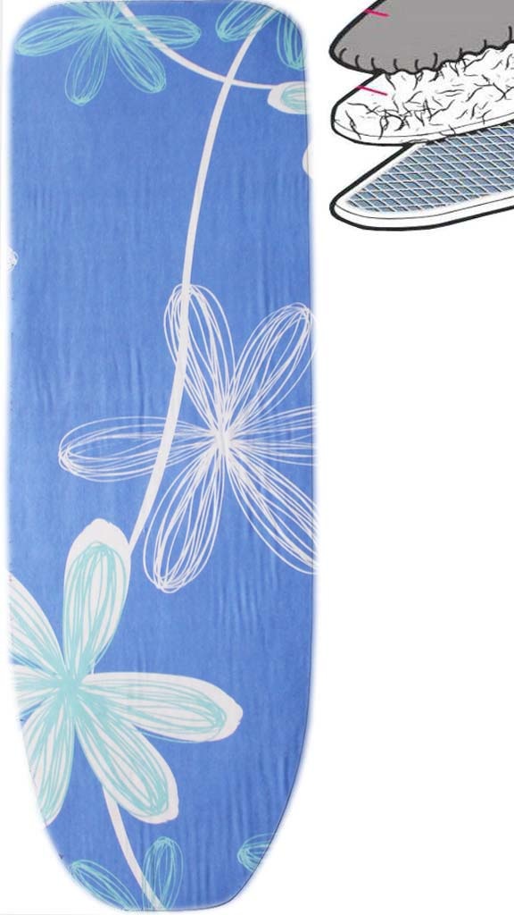 Strijkplankhoes 2 laags met elastiek C - Blauw Open flower Strijkplankhoes 2 laags met elastiek C - Blauw Open flower