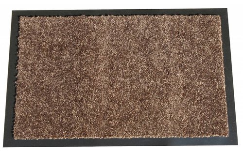 Wasbare schoonloopmat Bruin / Teak 40x60 cm.