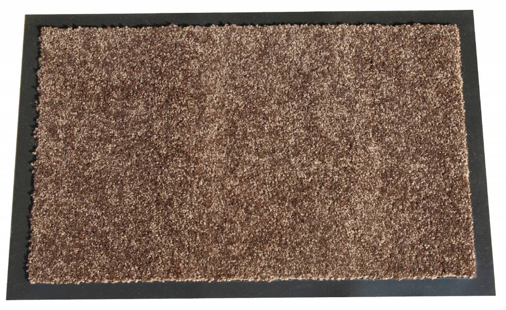 Wasbare schoonloopmat Bruin / Teak 40x60 cm.
