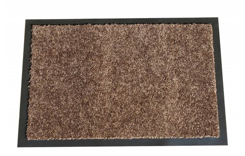 Wasbare schoonloopmat Bruin / Teak 40x60 cm.