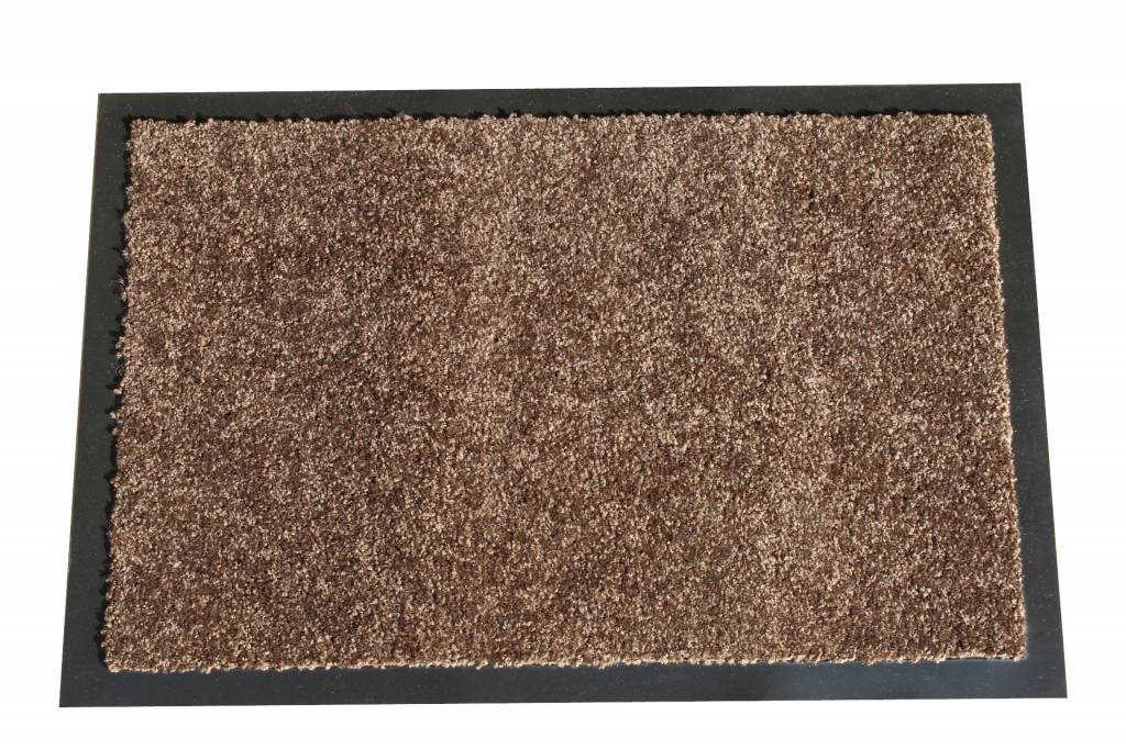 Wasbare schoonloopmat Bruin / Teak 40x60 cm.