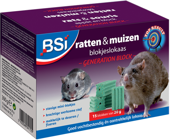 BSI Generation Block "ratten- en muizengif" 300 g  (15 x 20 g)