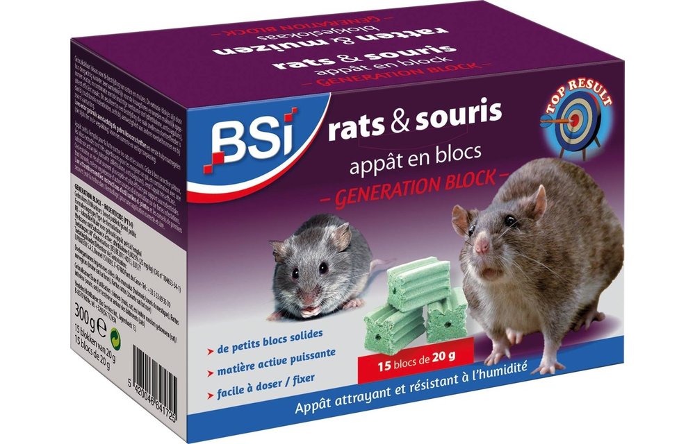BSI Generation Block "ratten- en muizengif" 300 g  (15 x 20 g)