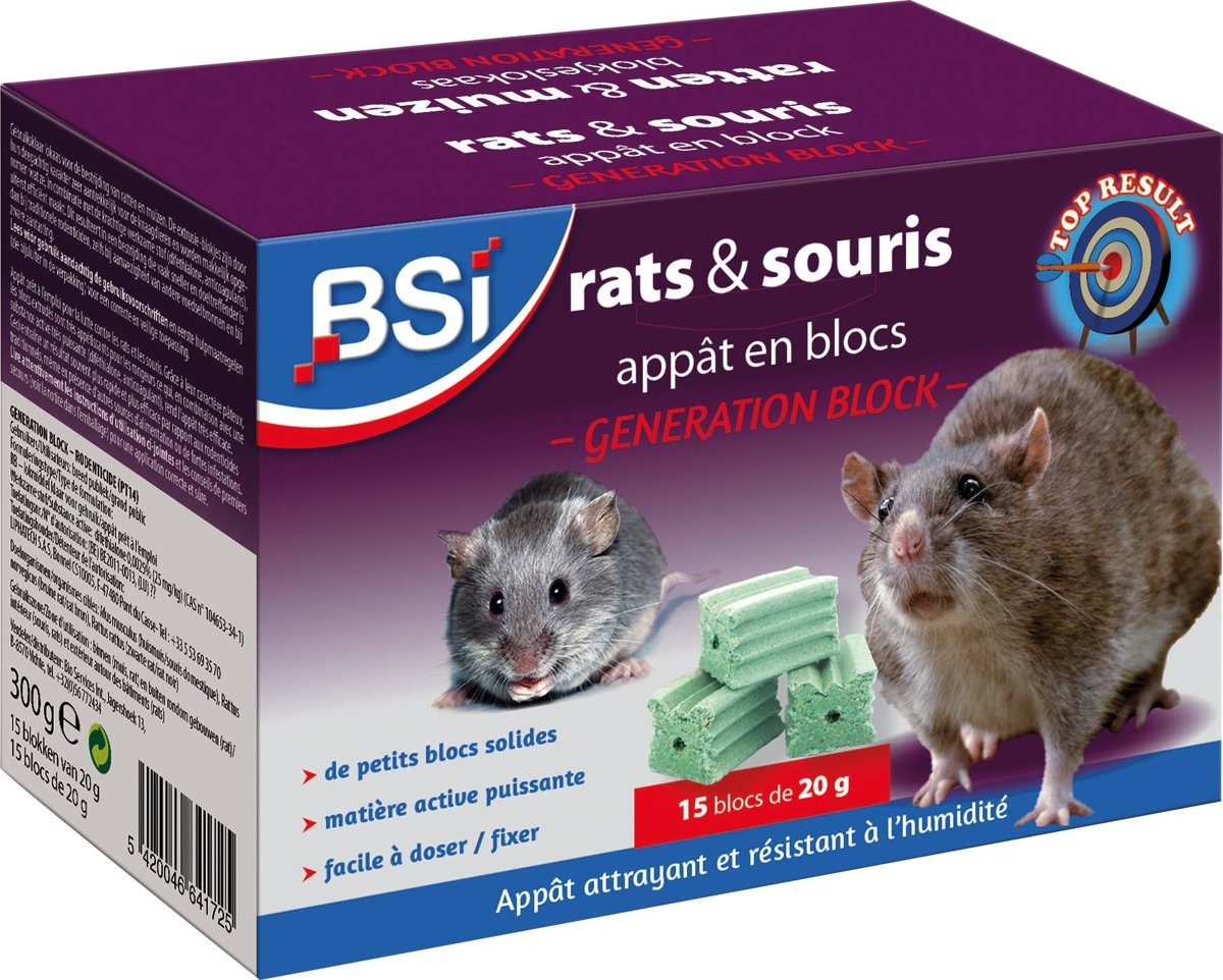 BSI Generation Block "ratten- en muizengif" 300 g  (15 x 20 g)