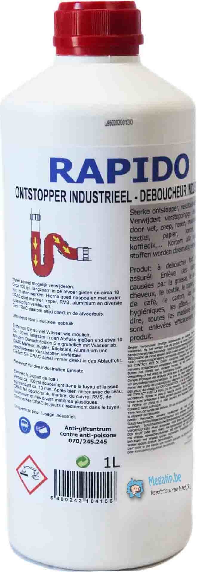 Rapido  "Industriële  ontstopper"   1 Liter