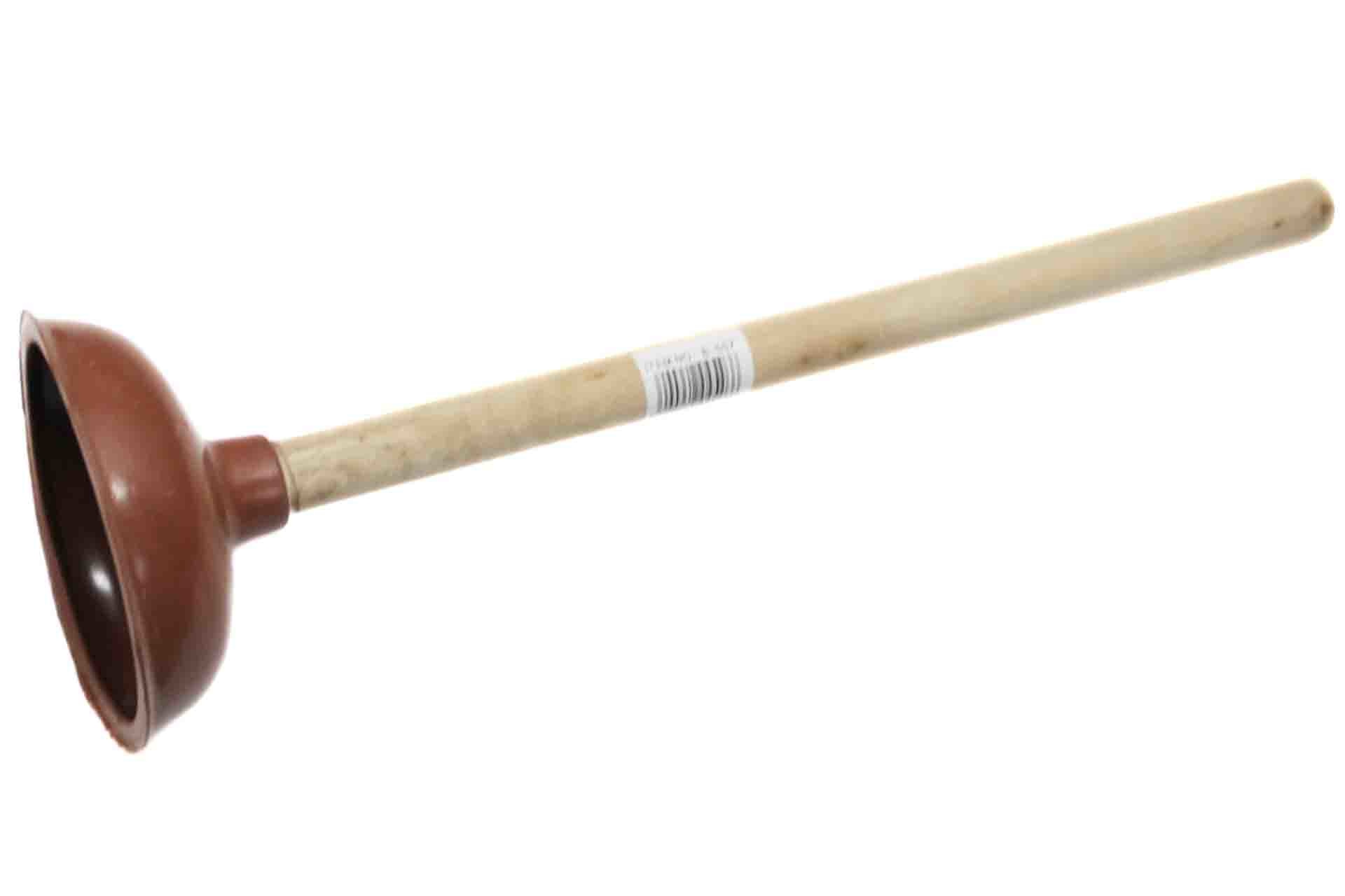 Toilet - gootsteen ontstopper Ø 14 cm - houten steel 40 cm.