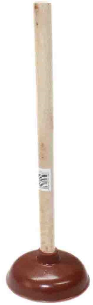 Toilet - gootsteen ontstopper Ø 14 cm - houten steel 40 cm.