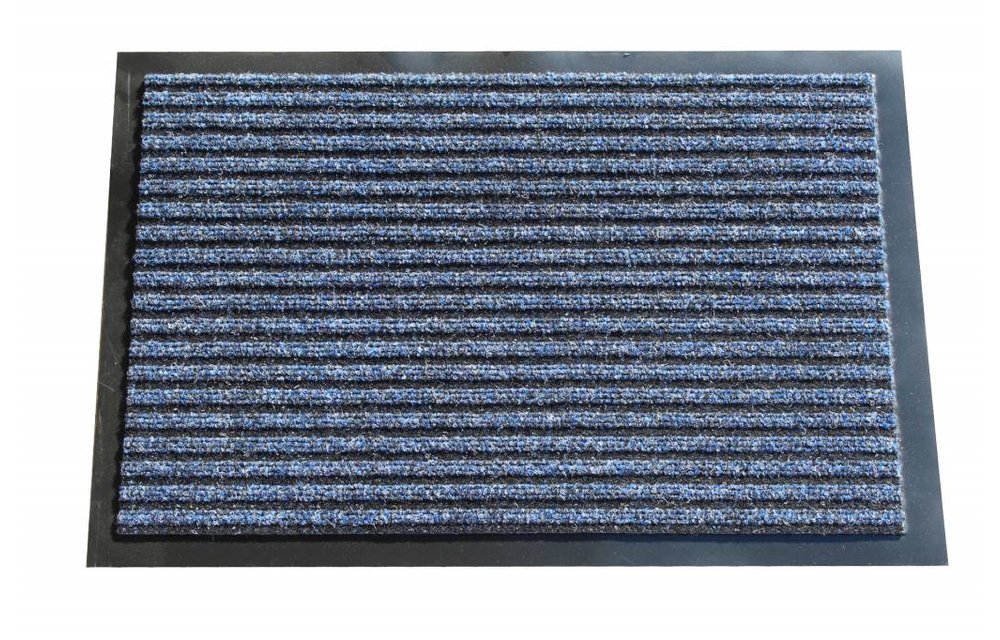 Naaldvilt deurmat met boord Blauw 40x60cm. Naaldvilt deurmat met boord Blauw 40x60cm.