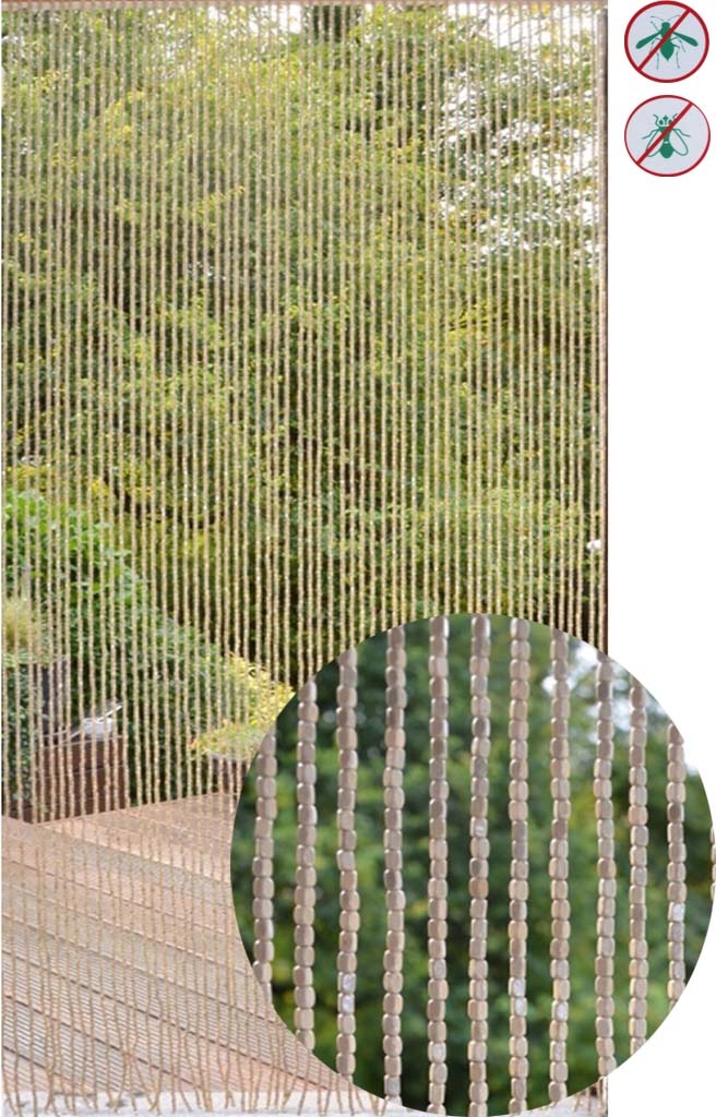 Deurgordijn Houtparels "Wood  Naturel" 90x200 cm.