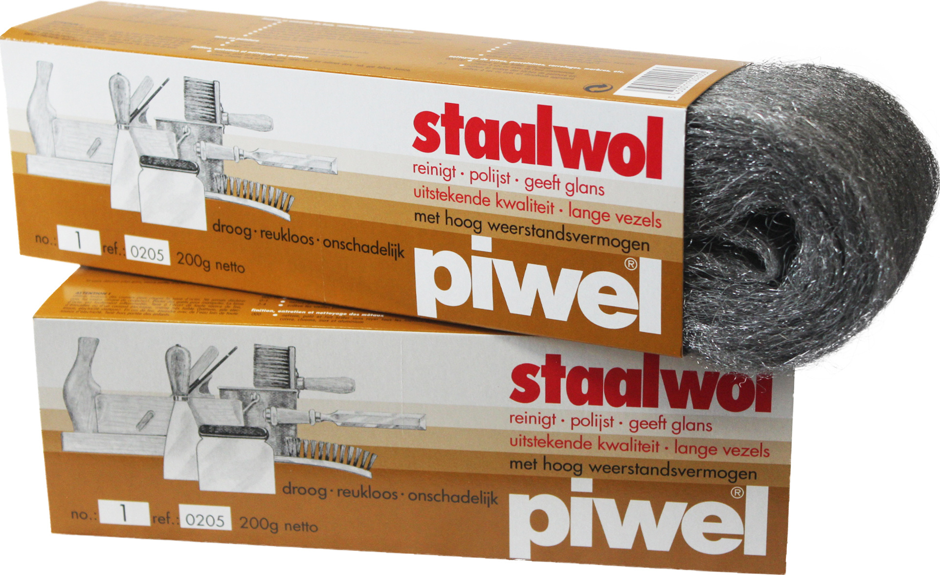 Piwel Staalwol 200gr  nr 1 -  fijn