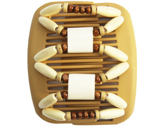 African Butterfly Hair Clips   -  Beige / white stone