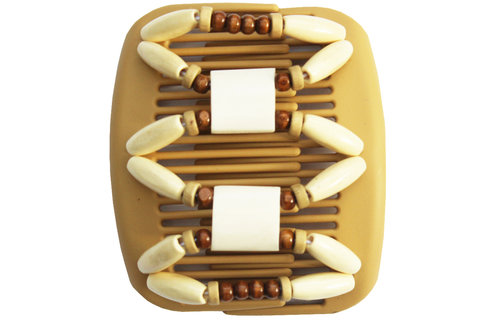 African Butterfly Hair Clips   -  Beige / white stone