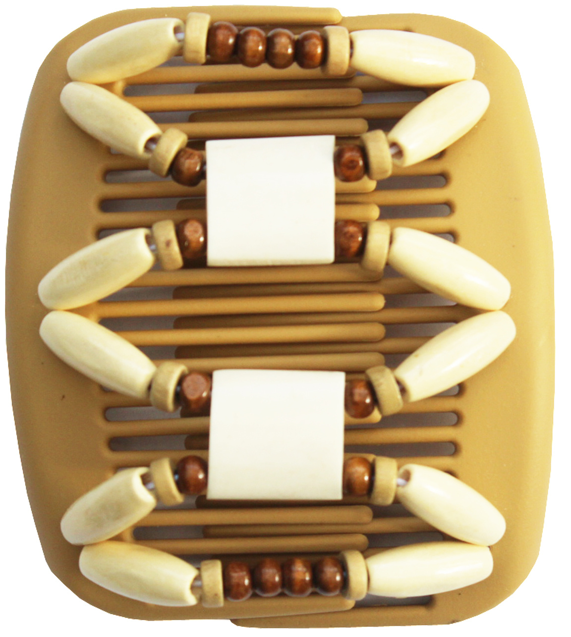 African Butterfly Hair Clips   -  Beige / white stone