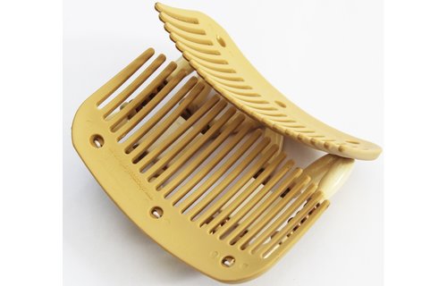 African Butterfly Hair Clips   -  Beige / white stone