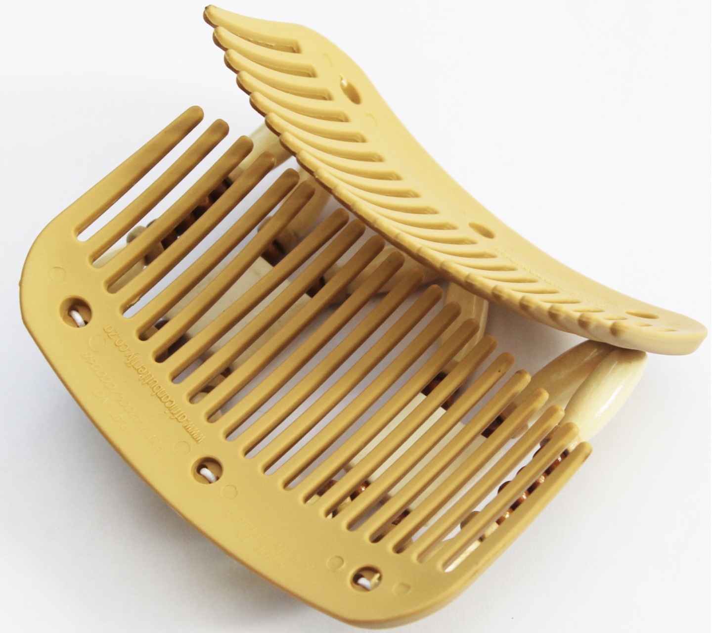 African Butterfly Hair Clips   -  Beige / white stone