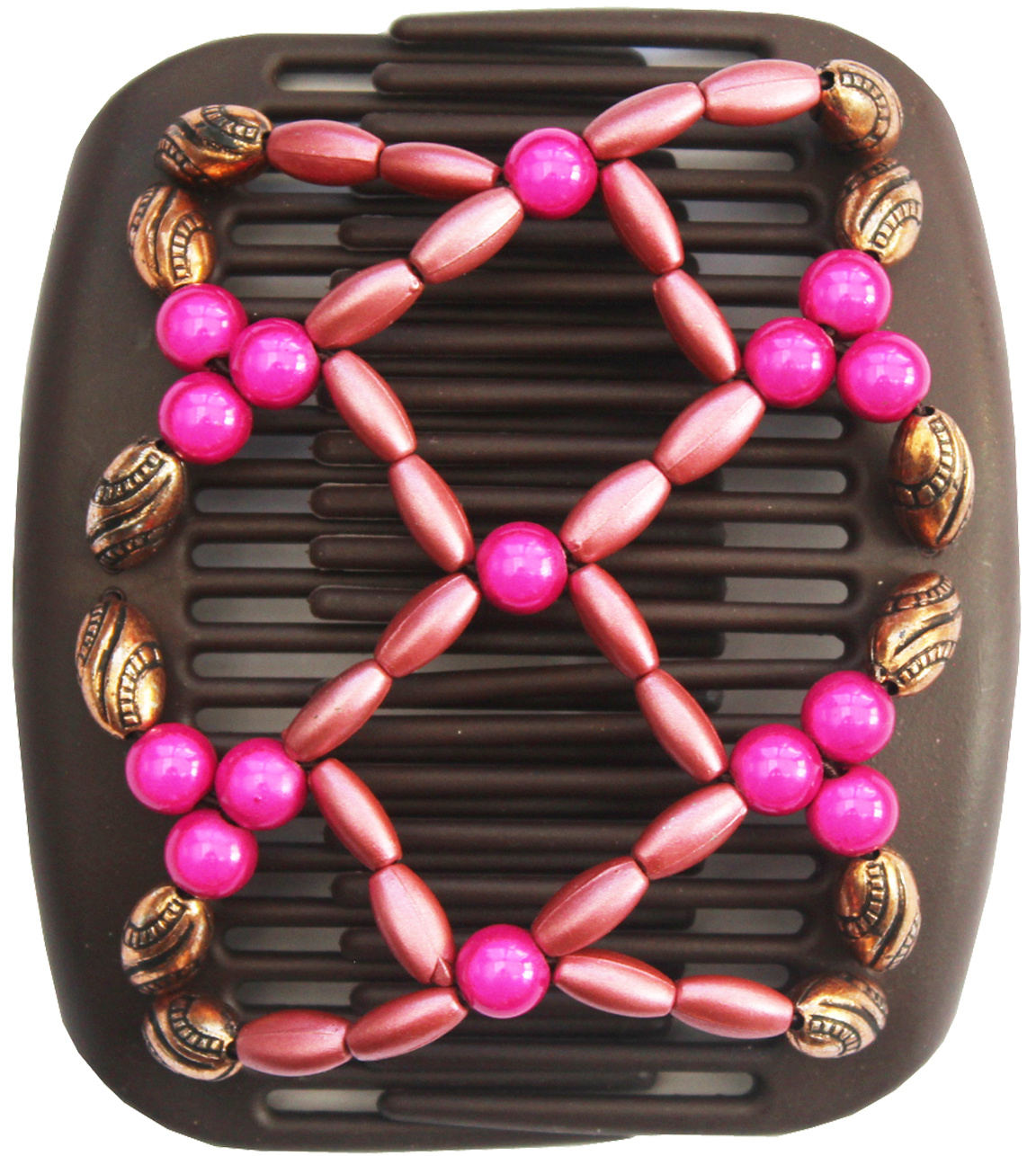 African Butterfly Hair Clips   -  Bruin /  pink  pearls
