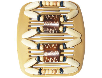 African Butterfly Hair Clips   -  Beige / ecru-brown parels