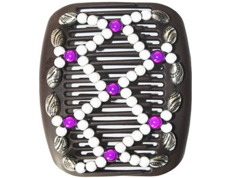 African Butterfly Hair Clips   -  Bruin / silver-purple pearls