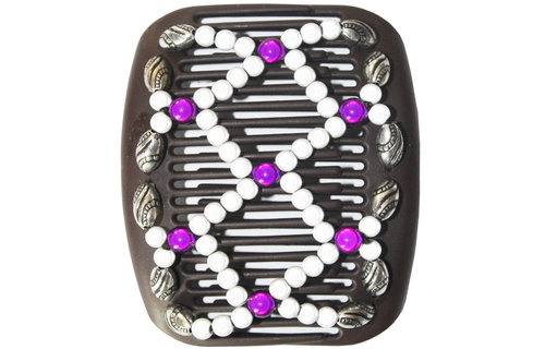 African Butterfly Hair Clips   -  Bruin / silver-purple pearls