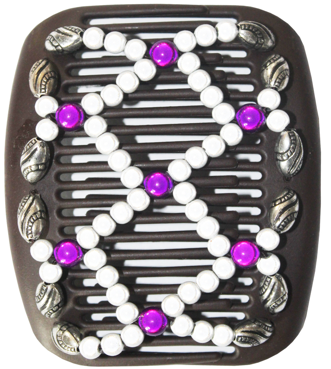 African Butterfly Hair Clips   -  Bruin / silver-purple pearls