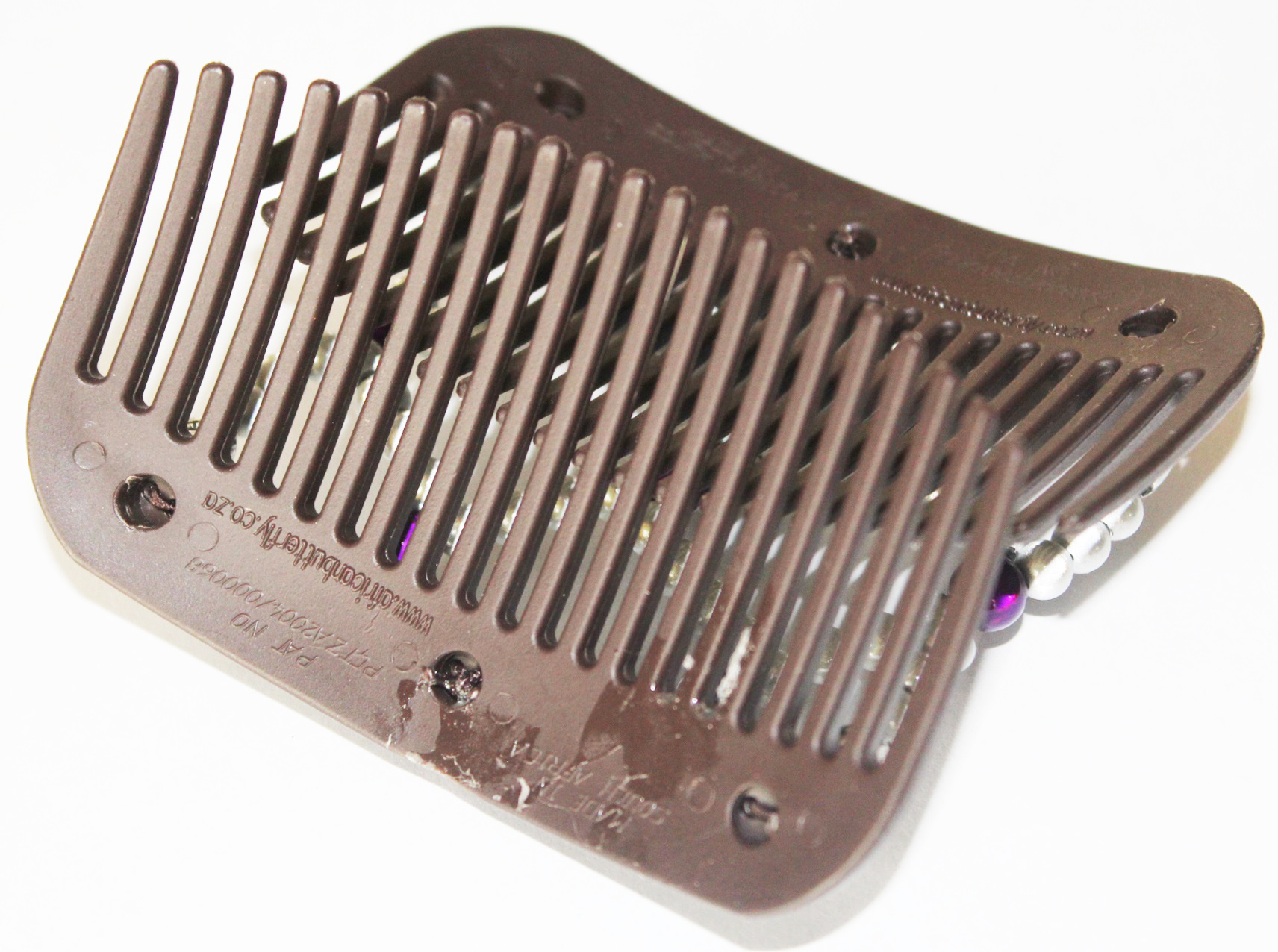 African Butterfly Hair Clips   -  Bruin / silver-purple pearls