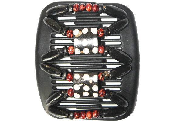 African Butterfly Hair Clips   -  Zwart / Black-brown  pearls