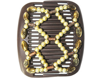 African Butterfly Hair Clips   -  Brown / green pearls