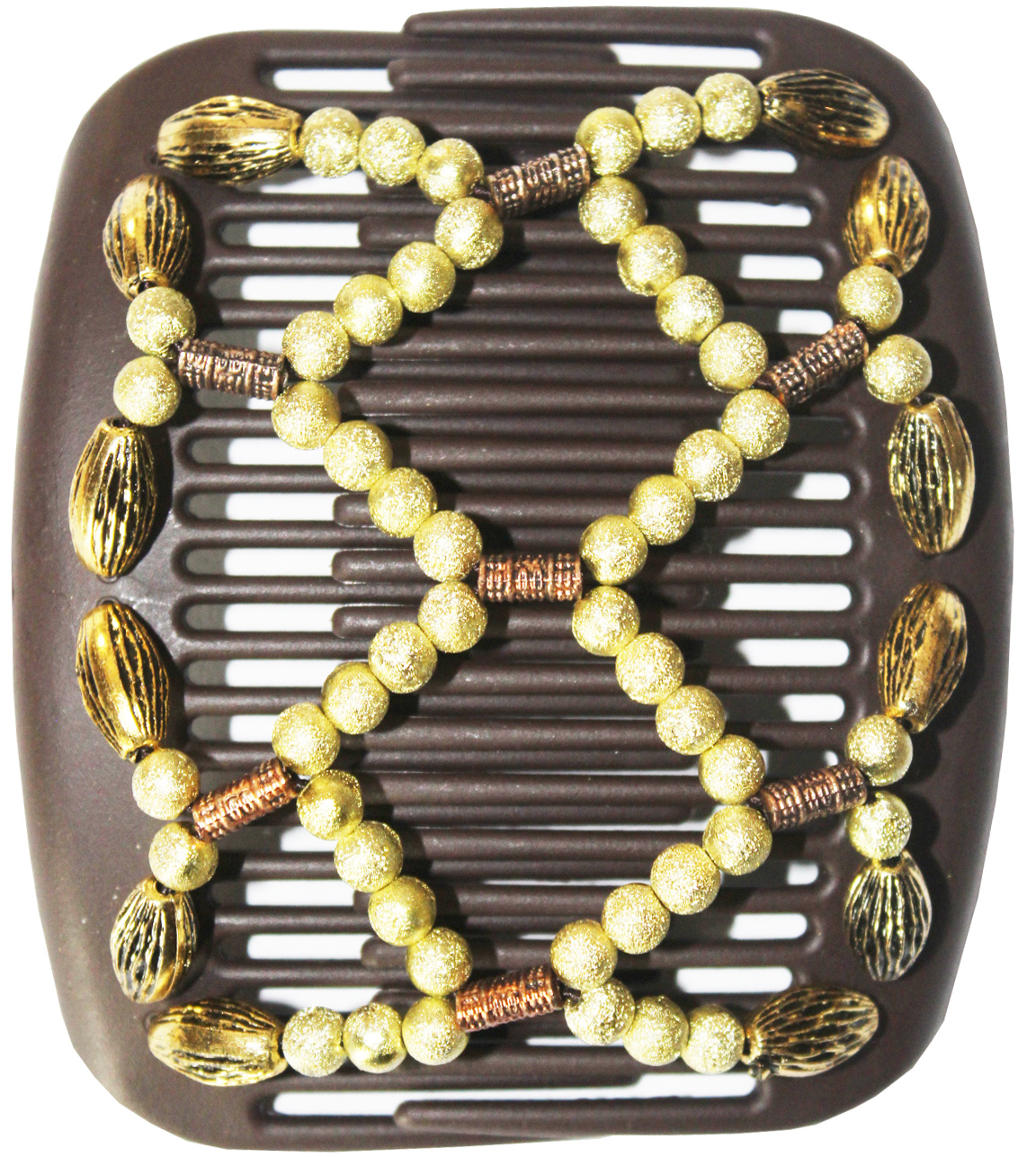 African Butterfly Hair Clips   -  Brown / green pearls