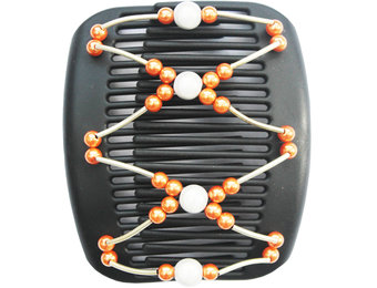 African Butterfly Hair Clips - Black / orange parels