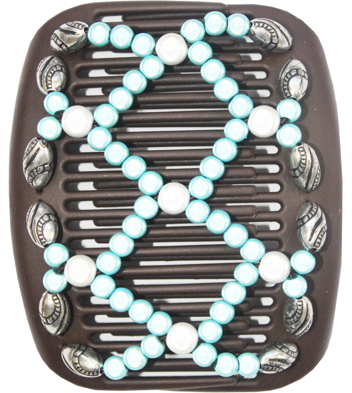 African Butterfly Hair Clips -  Bruin / Blauw  parels African Butterfly Hair Clips -  Bruin / Blauw  parels