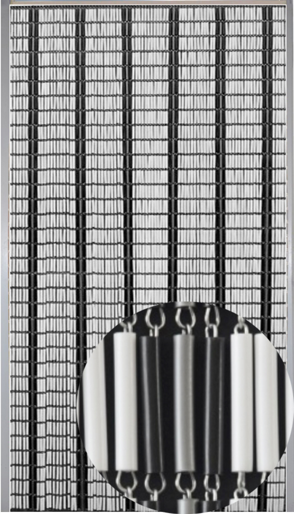 Luxe Vliegengordijn  TUPE - 100x232cm.   Wit/Zwart/Grijs