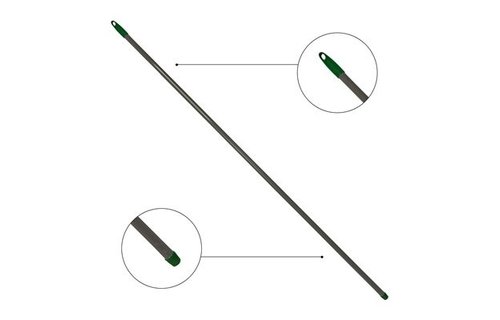 Metalen borstelsteel geplastificeerd met schroefdraad - 150 cm