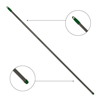 Metalen borstelsteel geplastificeerd met schroefdraad - 150 cm