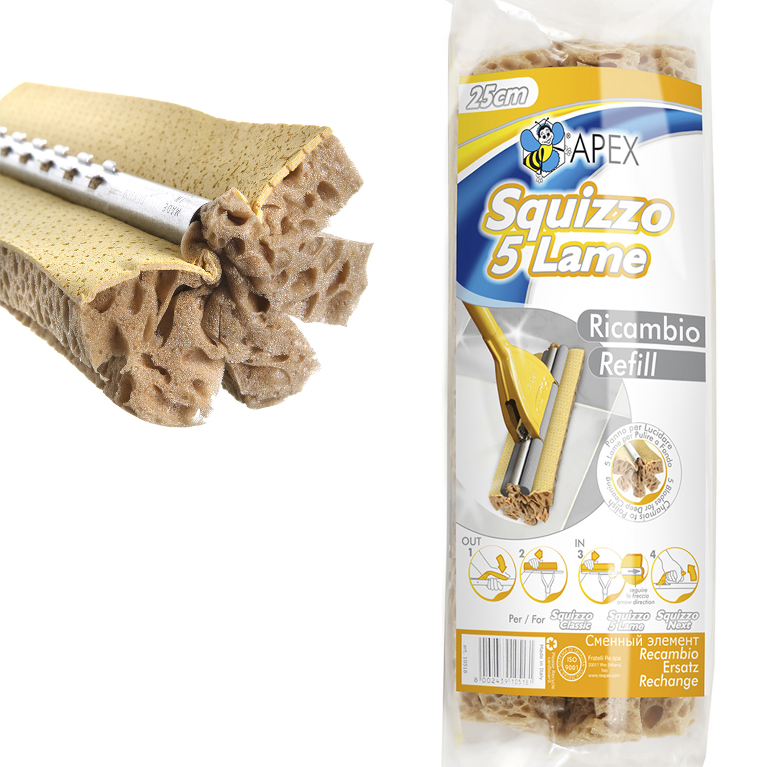 Vervangspons 5 Blades Plus 25 cm Vervangspons 5 Blades Plus 25 cm