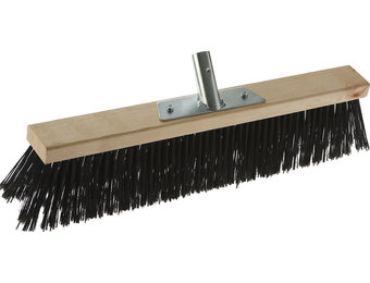 Straatbezem hout 60 cm met steelhouder