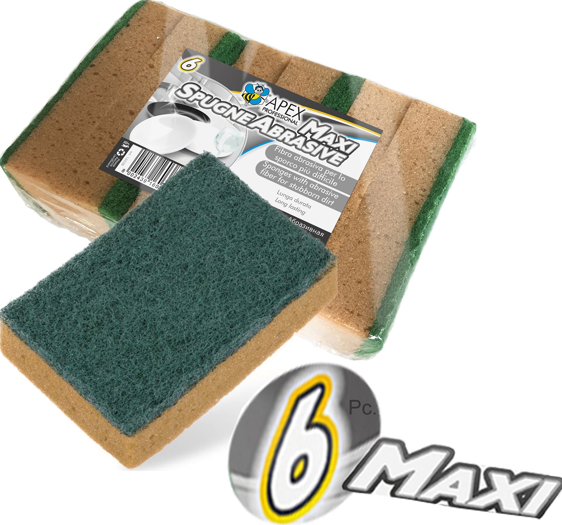 Maxi- Absorberende Schuurspons - 6 st. Maxi- Absorberende Schuurspons - 6 st.