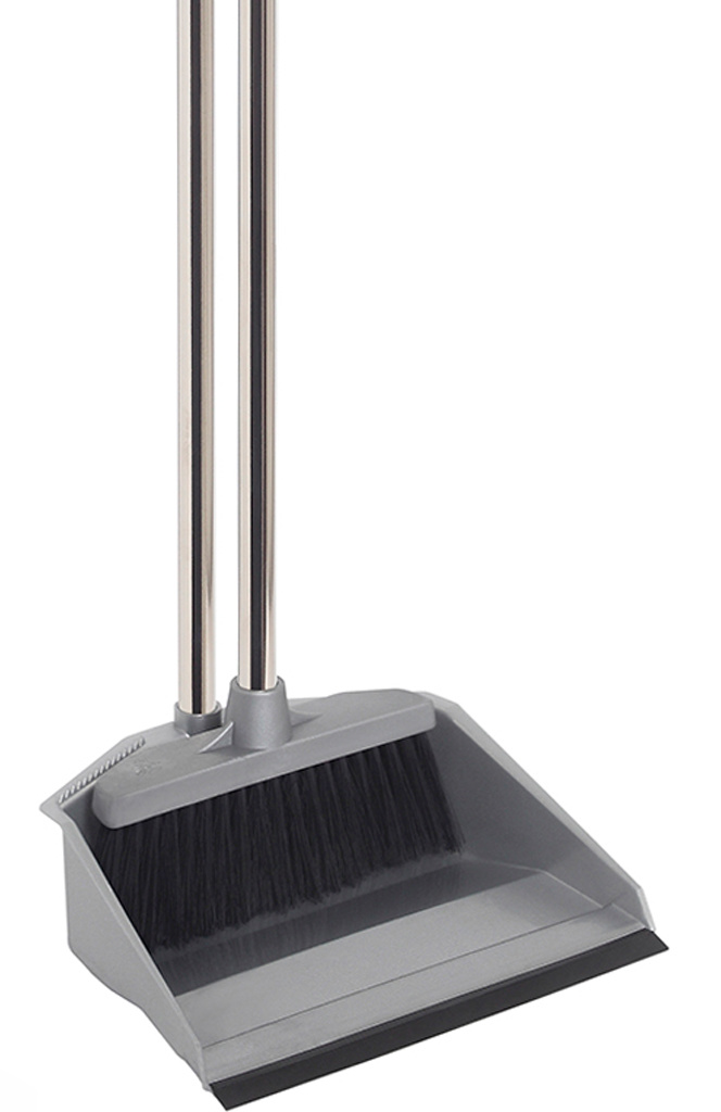 Stoffer en Blik "Regina" met lange steel chroom/grijs Stoffer en Blik "Regina" met lange steel chroom/grijs